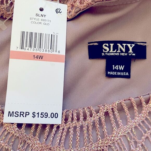 SL Fashions NY Gold Fringe Maxi Dress 14W NWT | Fall Wedding Guest | Cocktail Ev - Picture 12 of 15